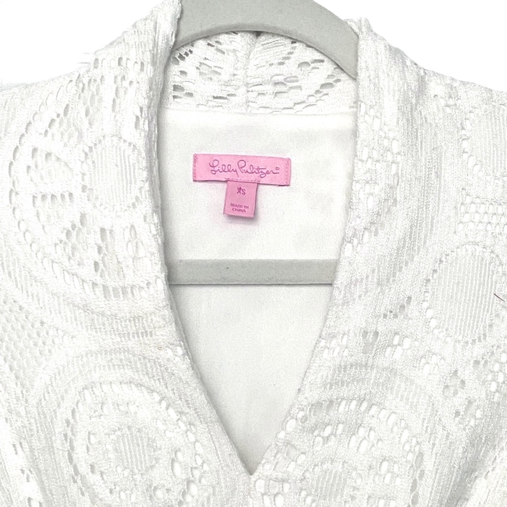 Lilly Pulitzer White Crochet 3/4 Sleeve Dress XS - Picture 3 of 7